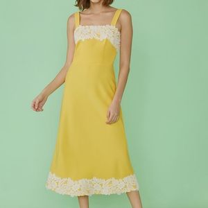 Modcloth Yellow Midi Dress with White Lace